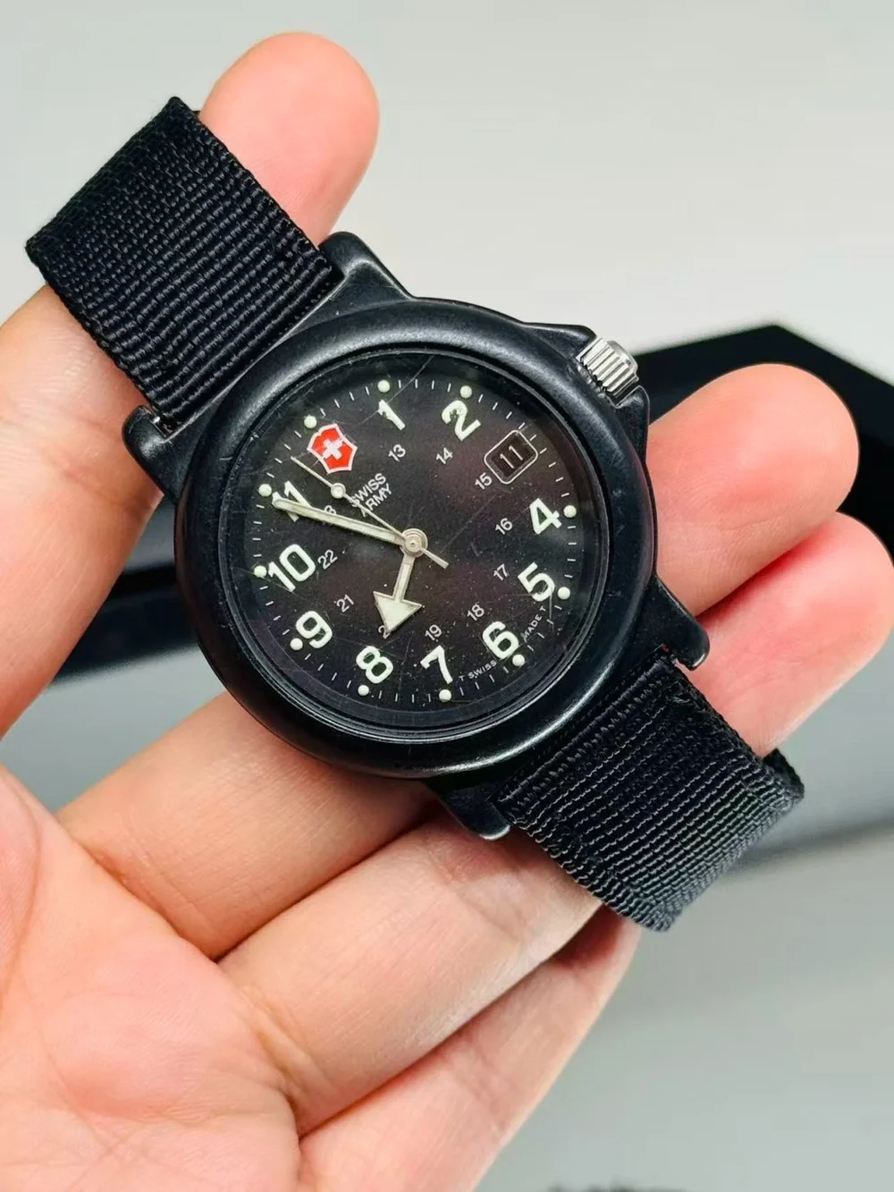 Vintage Swiss Army Victorinox Field Men Watch Date Quartz 38mm New Battery Runs